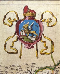 Blason de la République de Venise décorant le lion de Saint-Marc. 19ème siècle