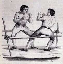 Boxeurs Daniel Mendoza (1764-1836) et Richard Humphries en 1790. Gravure du 19ème siècle