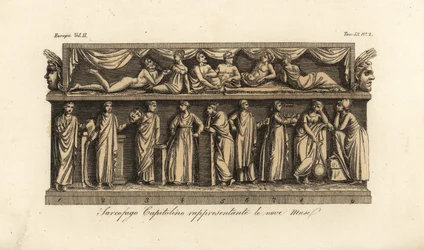 Sarcophage capitolin bas-relief représentant les Neuf Muses