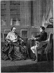Le cardinal Giambattista Caprara, nommé légat à Paris par Pie VII, reçu à Malmaison par Napoléon Bonaparte en 1801