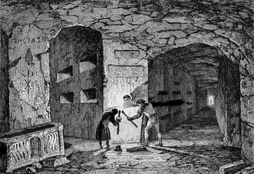 Catacombes de Rome. Gravure 19e siècle
