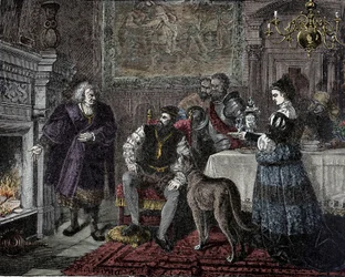 Charles V chez Fugger - Charles V (1500-1558) (Charles de Habsbourg) reçu par le banquier Jacob Fugger dit le Riche (1459-1525) à Augsbourg (Allemagne)