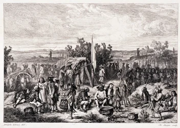 Chouans au bivouac - dans « La Bretagne ancienne et moderne » par Pitre-Chevalier, édité par W. Coquebert