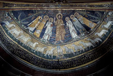 Christ parmi Saint Paul, Sainte Cécile, Saint Pascal, Saint Pierre, Saint Valérien et Sainte Agathe