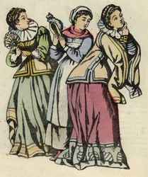 Cendrillon et ses belles sœurs. Illustration du conte de Charles Perrault « Cendrillon ou La petite pantoufle de verre »