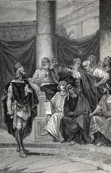 Cinéas, conseiller important du roi Pyrrhus, essayant de négocier avec les Romains après la bataille d