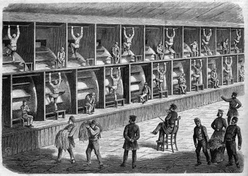 Prison de Coldbath Fields - Maison de correction à Londres - le moulin à bras - Coldbath Fields - Londres Gravure de 1868
