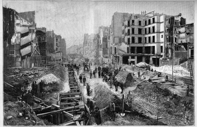 Construction sur la rue Réaumur - Transformations de Paris sous le Second Empire, Paris Haussmannien (Boulevard, travaux Haussmann) - Le percement de la rue Réaumur dans le 3e arrondissement de Paris