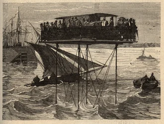 Grue de dégrossissage de Saint-Malo à Saint-Servan - (Saint-Malo à Saint-Servan) gravure dans "PATRIE - DESCRIPTION PICTURESQUE DE LA FRANCE EN 6 VOLUMES" par Lucien Huard - fin 19ème siècle