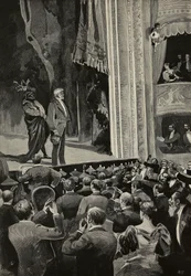 Foule acclamant Giuseppe Verdi (1813-1901) à la fin de l