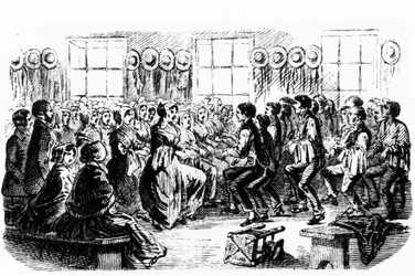 Danse des Shakers. Gravure du 19ème siècle