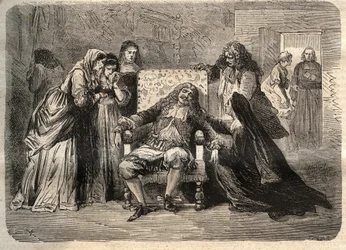 Mort de Molière - Mort de Jean Baptiste (Jean-Baptiste) Poquelin, dit Molière (1622-1673), le 17 février