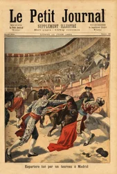 Mort du matador espagnol Manuel Garcia dit Espartero (1865-1894), dans les arènes de Madrid, par une estocade du taureau