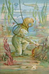 Plongeur en haute mer, vers 1890