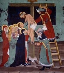 Déposition, Vie du Christ (15e siècle), fresques, Chapelle de Saint Sébastien, Villard-de-Lans, Rhône-Alpes, France