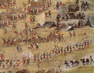 Détail des troupes de Richelieu lors du siège de La Rochelle (huile sur toile, vers 1640)