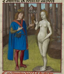 (détail) de la miniature de Pygmalion et la statue