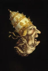 Double portrait avec pape et diable (image inversée)