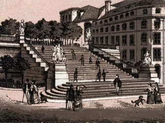 Dresde, Allemagne : vue de la Terrasse de Brühl dans « Le Monde Illustré 168 vues » sans date (fin XIXe siècle)