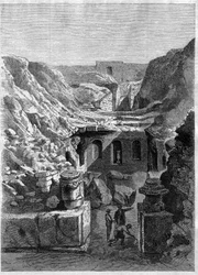 Fouilles faites à Senlis en 1868 - découverte des arènes romaines autour de la ville - Gravure de 1868