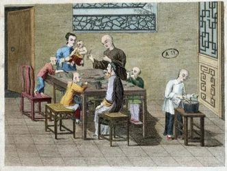 Repas de famille en Chine au XIXe siècle