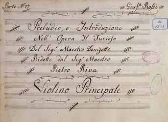Première page de la partition pour violon, Il furioso all