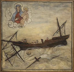 Ancien ex-voto marin, offrande populaire en gage de dévotion et de gratitude du marin survivant aux dangers de la mer venant de l