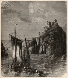 Fort de Bertheaume - Plougonvelin - Finistère - gravure dans « PATRIE » - DESCRIPTION PICTURESQUE DE LA FRANCE EN 6 VOLUMES PAR LUCIEN HUARD - fin 19ème siècle