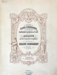Frontispice de partition musicale de Symphonie inachevée par Franz Schubert
