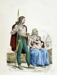 Famille gauloise des temps primitifs - dans « Costumes de Paris à travers les siècles »