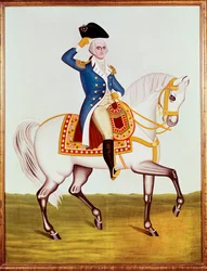 Le général Washington sur son cheval blanc (aquarelle)