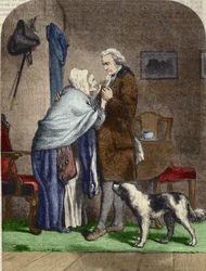 George Washington (1732-1799), élu président des États-Unis, salue sa mère avant de partir