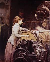 Fille travaillant dans une filature mécanique