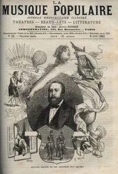 Gustave Nadaud (1820-1893), auteur-compositeur français et ses chansons - gravure dans « La musique populaire » - journal hebdomadaire illustré - 1882