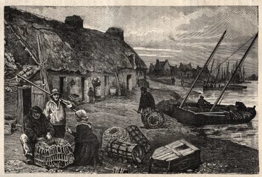 Habitations des pêcheurs à Concarneau - Finistère - Bretagne - gravure dans « PATRIE - DESCRIPTION PICTURESQUE DE LA FRANCE EN 6 VOLUMES » par Lucien Huard - fin du 19e siècle