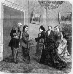 Poignée de main entre Élisabeth de Mac Mahon (1834-1900) et l