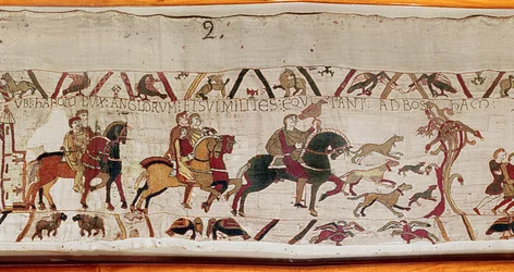 Harold est envoyé avec ses hommes en Normandie par Édouard le Confesseur, Tapisserie de Bayeux