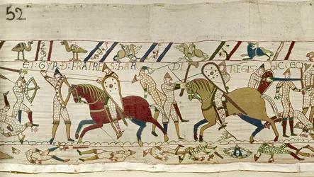 Ici sont tombés les frères de Harold : Gyrth et Leofwine, Tapisserie de Bayeux