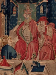Histoire de Saint Piat et Saint Éleuthère, Scène 9 : Saint Éleuthère est confirmé comme évêque de Tournai (détail)