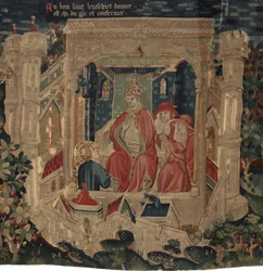 Histoire de Saint Piat et Saint Éleuthère, Scène 9 : Saint Éleuthère est confirmé par le pape comme évêque de Tournai