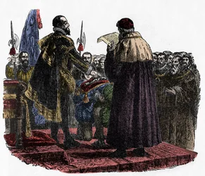 Hugues Capet prête le serment souverain - Hugues Capet (vers 941-996) roi des Francs, prononce le serment souverain en 987 - 1882