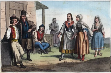 Paysan hongrois au XIXe siècle - gravure tirée de « Usi e Costumi di Tutti i Popoli dell