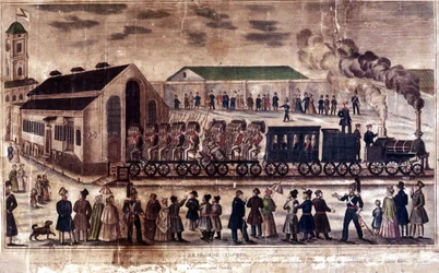 Révolution industrielle : inauguration de la ligne de chemin de fer Moscou, Saint-Pétersbourg, 7/05/1847. Gravure du 19ème siècle
