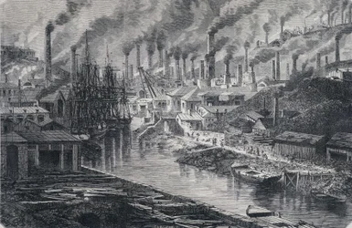 Industrie en Angleterre : Usine de cuivre de M. Vivian (Manchester), « Le Tour du Monde », 2e semaine 1865