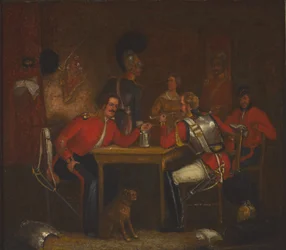 Intérieur de la salle de garde, avec des soldats des Life Guards et des Royal Horse Guards