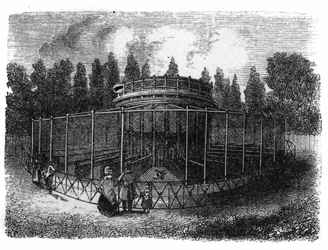 Jardin des Plantes à Paris en 1861 : faisanderie.