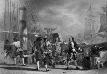 Jean Bart (1650-1702) à bord du corsaire anglais. dans « Histoire générale de la Marine » par Van Tenac