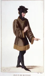 Jean de Montfort (1293-1345). En affirmant ses droits, il déclara la guerre de succession de Bretagne. Gravure de 1830.