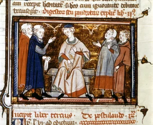 Scène de jugement - dans "Digesto e Pandette" par Justinien 1er.