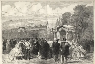 Konversationshaus - Baden Baden (Baden-Baden), Allemagne - La promenade devant la maison de conversation - Vue générale de Baden-Baden depuis les jardins de la Maison de Conversation - 1867